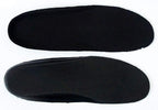 Black PU insoles displayed on a white background