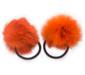 A Pair of Lovely Pom Pom Hair Bands, Decorative Pom Poms w/Band - 2" pom pom (Orange)