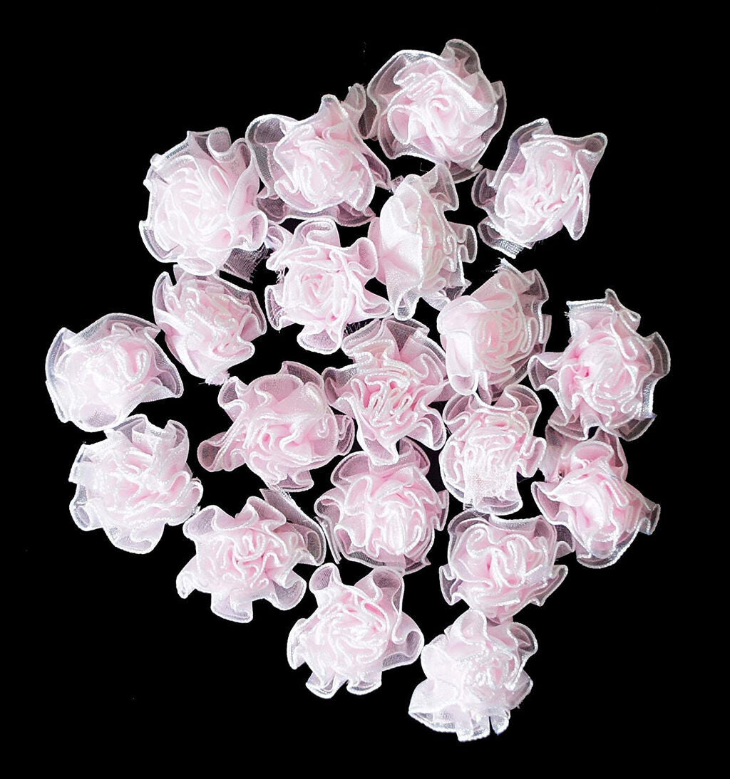 Pack of 20 assorted decorative flower trims in baby pink
