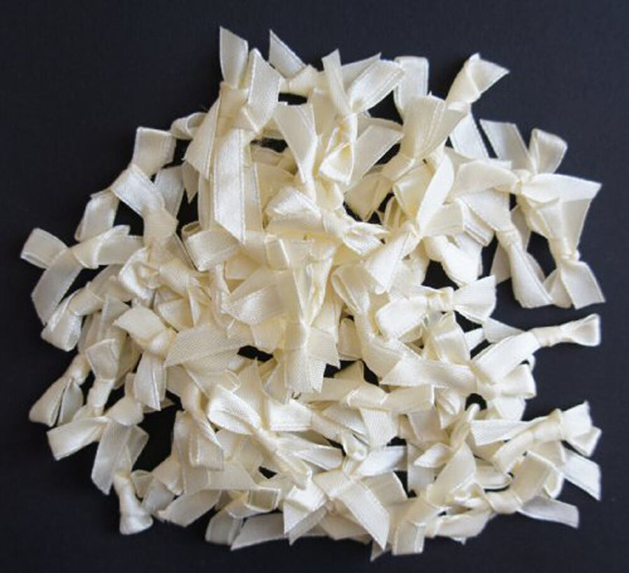 BO13 Small Decorative DIY Craft Ribbon Bow Trims, appx 200 a Pack, appx 26g (BO13-4 Cream)