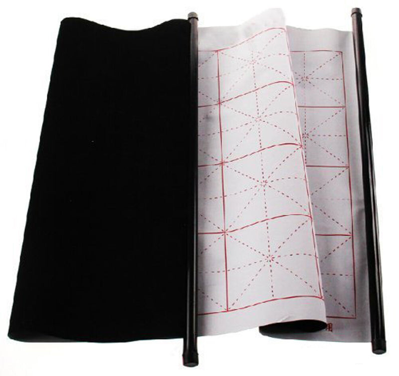 Two rolls of calligraphy practice fabric with grids