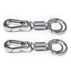 Two NO.2 solid sprung all metal double key rings displayed