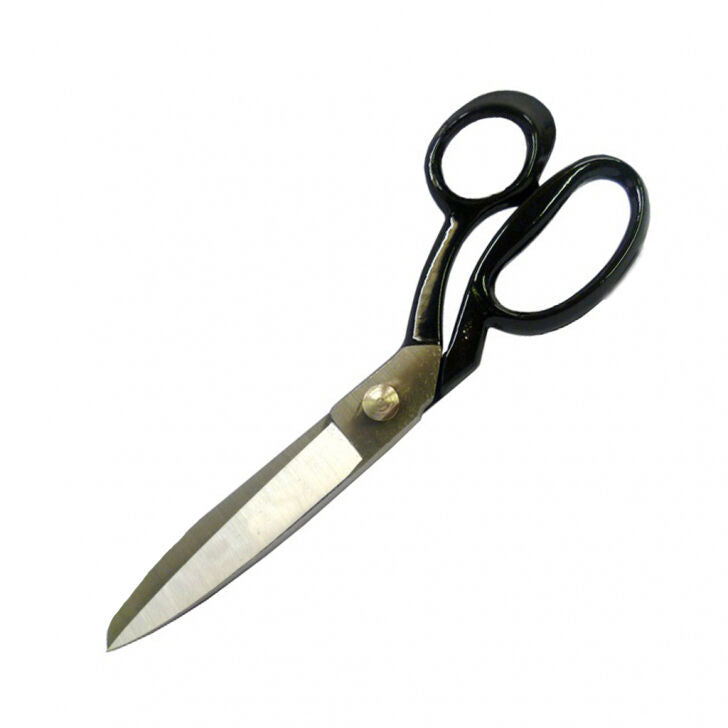 Premium sharp thin fabric tailors scissors on a white background.