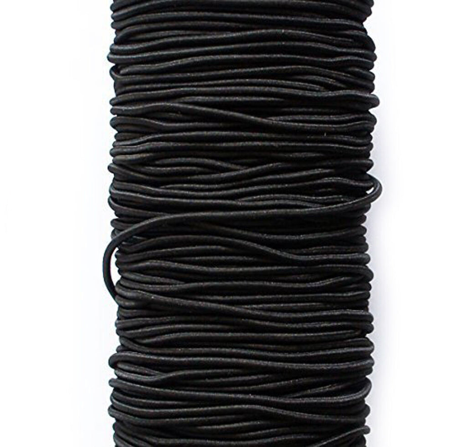 A Large Roll of Round White Polyester Woven Elastic - 2,5mm - Appx 200 metres per Roll (Black)