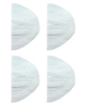 Two pairs of white shoulder pads displayed on a table.
