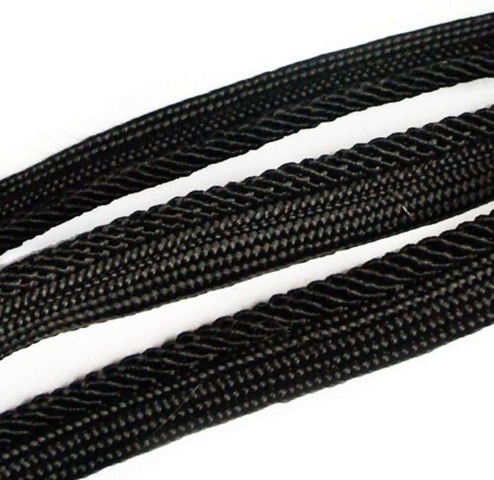 BRT20 Black Plait Edge Sew in Pipe Trim on a roll