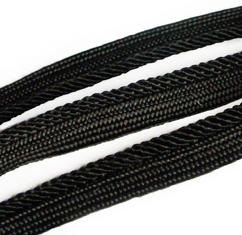 BRT20 Black Plait Edge Sew in Pipe Trim on a roll