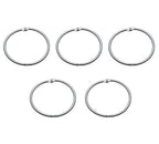 Pack of 5 nickel-plated binding rings, 2.5 inches in diameter.