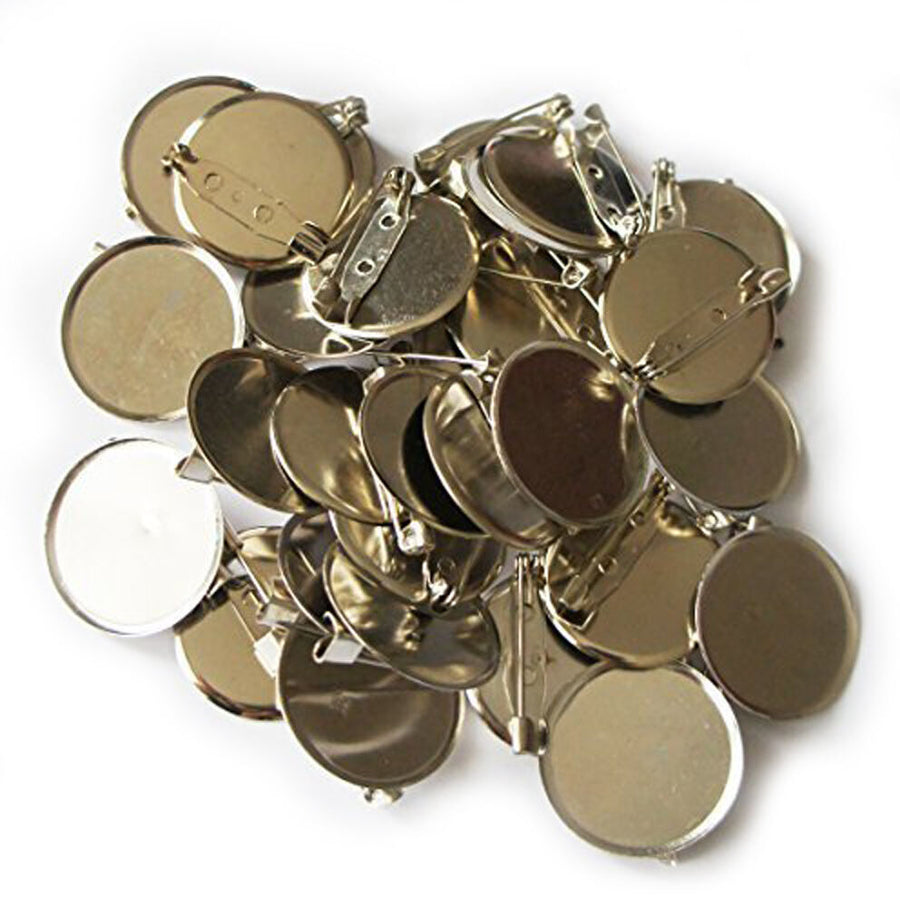 All Copper Solid Strength Round Backing/ Silver Plate with Badge Pins/ Name Badge Pins (50 Pcs of 25mmW)