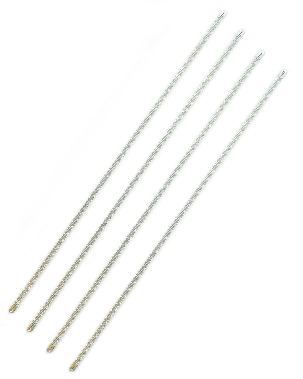 Four pieces of metal spiral boning for corsets.