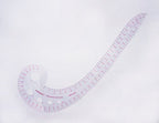 Close-up of the curve line pattern ruler showing measurement markings.