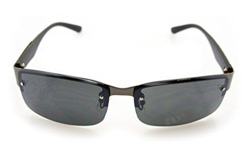 1056 Stylish Unisex Sunglasses with Silver Skull and Bones Temple Motif - Width at Temples 134 mm - 100% UV400 Protection - Black & Gunmetal Frame with Grey Lenses