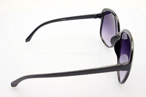 15827 Ladies Fashion Sunglasses - Large Frame - Width at Temples 139 mm - 100% UV400 Protection - Black Frame with Violet Lenses