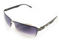 Stylish unisex sunglasses with silver temple motif.