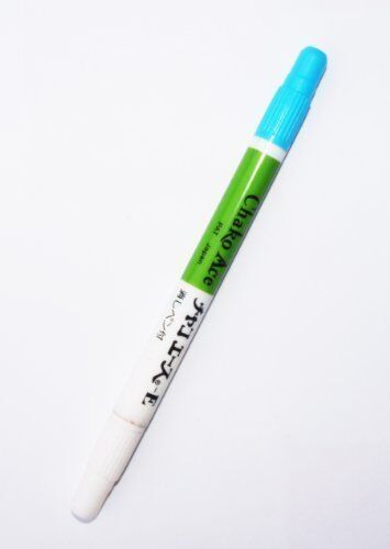 Two water erasable bright blue fabric marker pens on a white background.