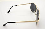 8132 Unisex Aviator Sunglasses - Metal Frame - Width at Temples 132 mm - 100% UV400 Protection - Gold Frame with Grey Lenses