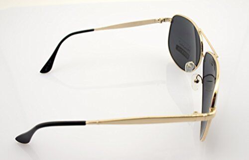 8132 Unisex Aviator Sunglasses - Metal Frame - Width at Temples 132 mm - 100% UV400 Protection - Gold Frame with Grey Lenses