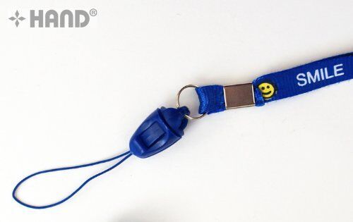Nylon neck strap in use with ID holder attached