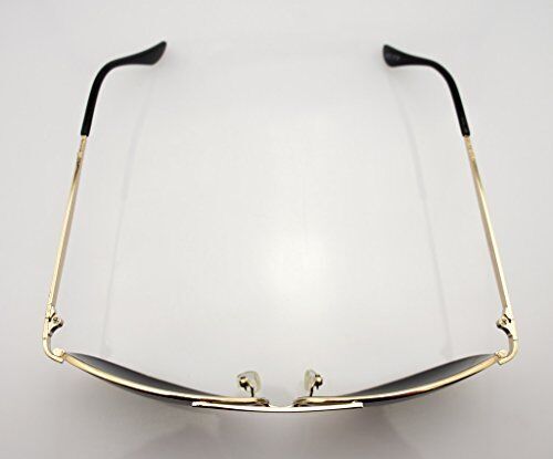 8132 Unisex Aviator Sunglasses - Metal Frame - Width at Temples 132 mm - 100% UV400 Protection - Gold Frame with Grey Lenses
