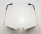 8132 Unisex Aviator Sunglasses - Metal Frame - Width at Temples 132 mm - 100% UV400 Protection - Gold Frame with Grey Lenses