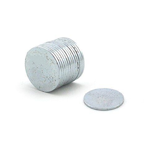 Pack of 10 silver colour snap magnets on a white background