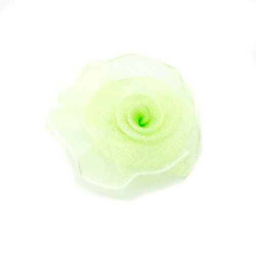 Pretty Flower Sew On Organza Trim for Clothing and Accessory Embellishment 32 mm x 32 mm Pack of 20, Pale Green