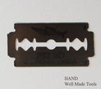 Close-up of FLAG FISH round cutter blades for textiles.