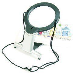 Illuminated 2 in 1 magnifier with LED light for crafting tasks.