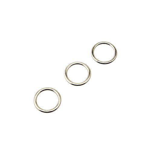 Metal O lingerie rings showing 1 cm diameter and strap compatibility.