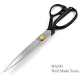 Professional 11" dressmakers shears with ergonomic handles.