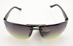 Close-up of the brown frame and lenses of the sunglasses.