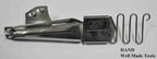 Side view of the binding foot demonstrating single side turning
