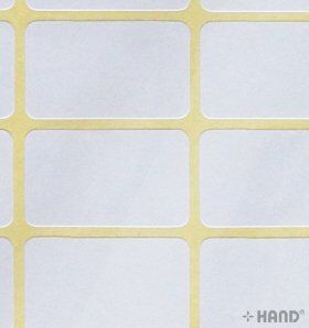 Labels arranged on a flat surface for easy access