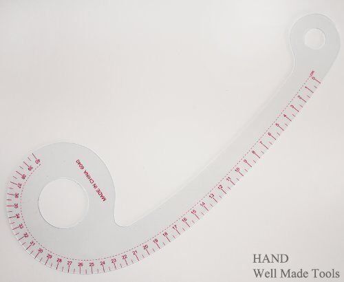 Pattern ruler displayed on a fabric background