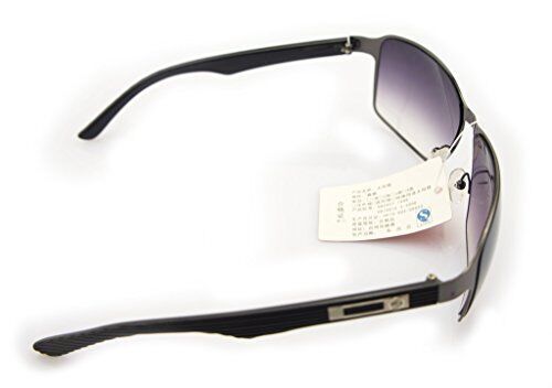 Violet lenses of the sunglasses reflecting light.