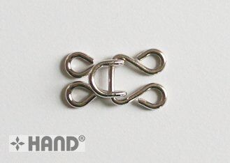 Hook and eye fasteners used in a sewing project