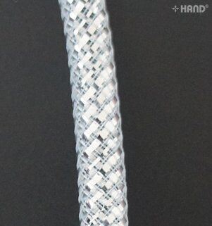 Roll of lightweight hollow tube crin elastic in silver.