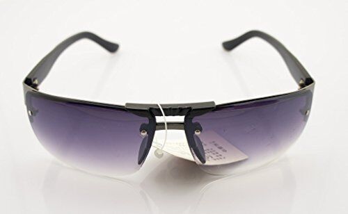 185 Stylish Unisex Sunglasses with Silver Temple Motif - Width at Temples 132 mm - 100% UV400 Protection - Black & Gunmetal Grey Frame with Violet Lenses