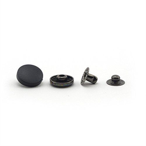 Pack of 20 black plastic press studs displayed together.