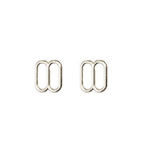 Metal lingerie sliders measuring 1.3 cm x 1 cm for strap adjustment.