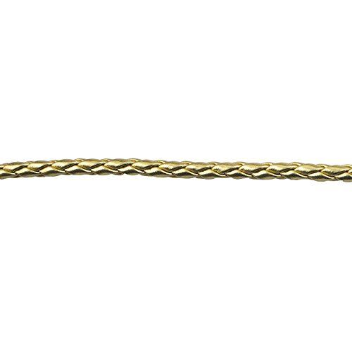 Close-up of gold braided leatherette trim showing texture and detail.