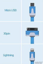 Different angles of the noodle charging cable for clarity