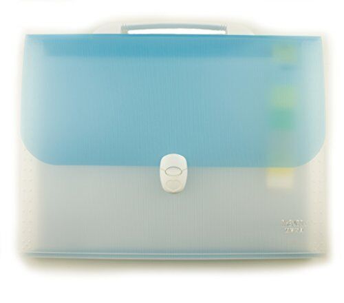 A4 concertina document wallet case in blue and white.