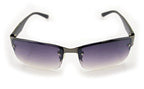 Black and gunmetal frame of the sunglasses displayed.