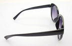 9552 Ladies Fashion Sunglasses - Large Frame with Silver Diagonal Detail - Width at Temples 138 mm - 100% UV400 protection - Black Frame with Violet Lenses