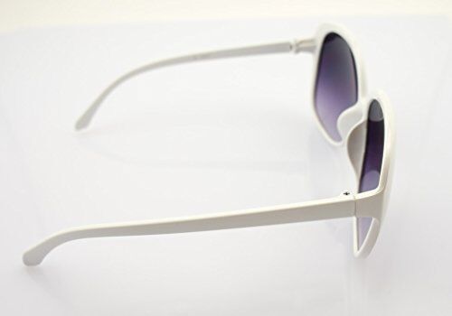 15827 Ladies Fashion Sunglasses - Large Frame - Width at Temples 139 mm - 100% UV400 Protection - White Frame with Violet Lenses