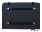 Open A3 portfolio backpack displaying organisational pockets