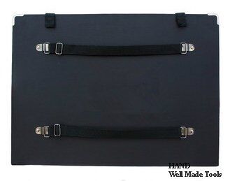 Open A3 portfolio backpack displaying organisational pockets