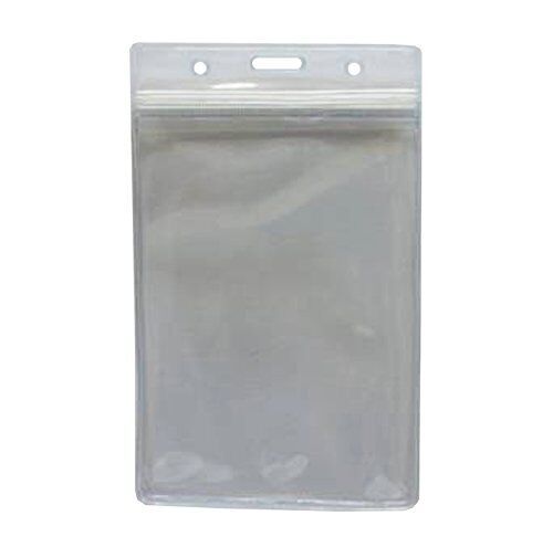 Clear vertical card holder displaying an ID card