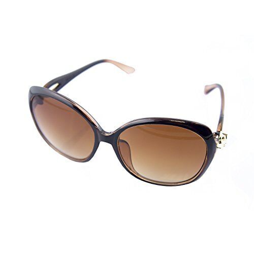 2532 Brown Ladies Fashion Sunglasses - Large Frame with Silver Fox Temples Motif - Width at Temples 132 mm - 100% UV400 Protection